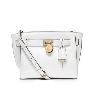 🔹️Michael Kors 🔹️Hamilton Travel Crossbody Leather Bag White ✨️🤍